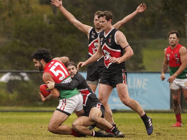 MPNFL football  Div 1: Bonbeach v Pines. Cambell Utatao (Pines). Picture: Valeriu Campan