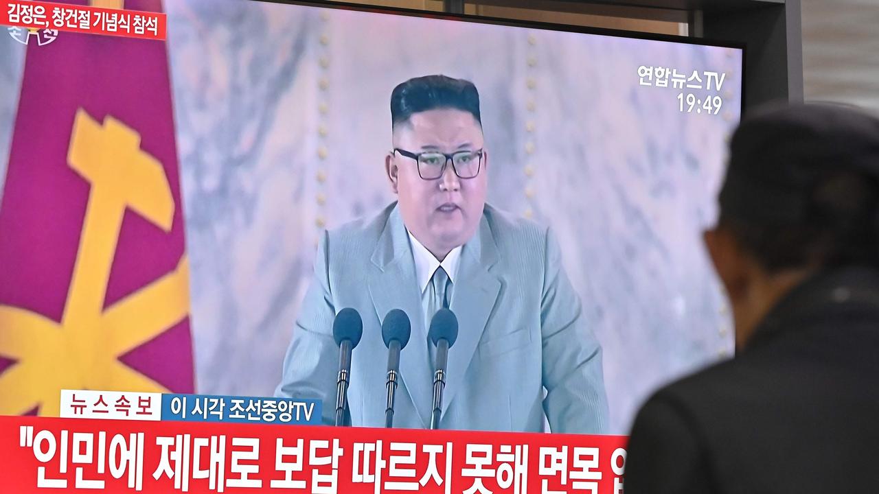 North Korea’s leader Kim Jong-un cried at times during his speech. Picture: Jung Yeon-je/AFP.