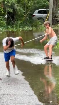 Genius kids prove they don't need a boat to wakeboard