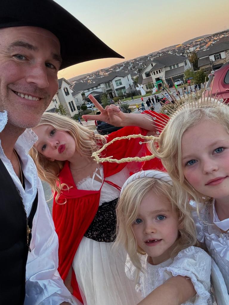 James and his family during Halloween. Picture: Instagram