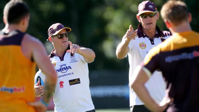 Kevin Walters and Coach Wayne Bennett at Brisbane Broncos training. Pic Darren England.