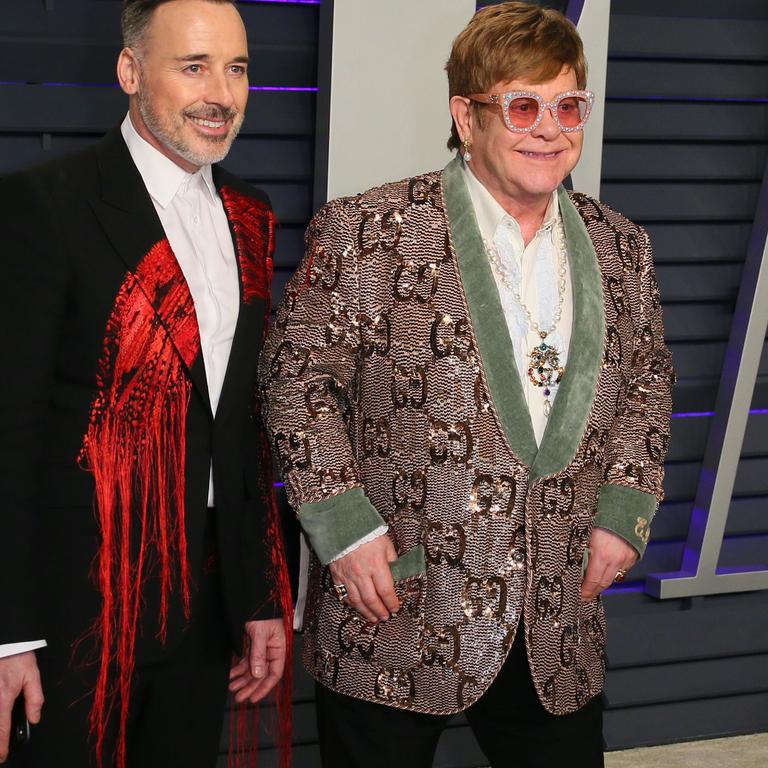 Elton John and husband David Furnish. Picture: JB Lacroix/AFP