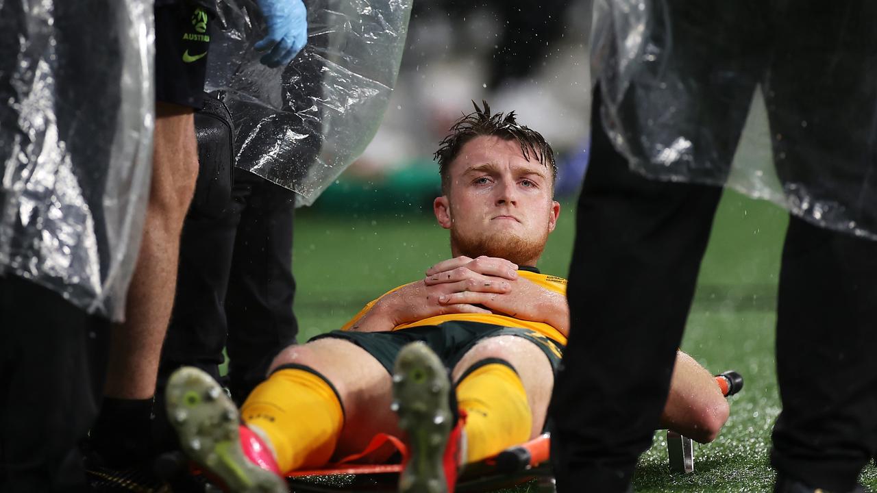 Harry Souttar tore his ACL in November last year while playing for the Socceroos – but has recently returned to the field. Picture: Getty