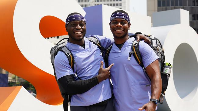 Evbuomwan and Ogunsiji on The Amazing Race. Picture: Channel 10