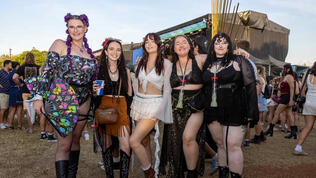 Jewel Wood, Reanna Prettejphn, Holly Whatley, Chloe Thompson and Kailee Hunt at the Bass in the Grass 2025. Picture: Pema Tamang Pakhrin