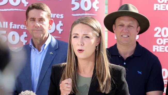 Housing Minister Meaghan Scanlon, and Premier Steven Miles, Deputy Premier and Treasurer Cameron Dick. Photo: Steve Pohlner