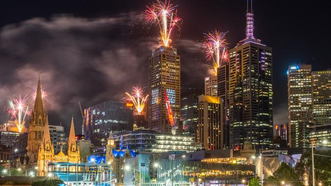 Fireworks erupt over the Melbourne central business district during New Year's Eve celebrations last year. Picture: Getty Images