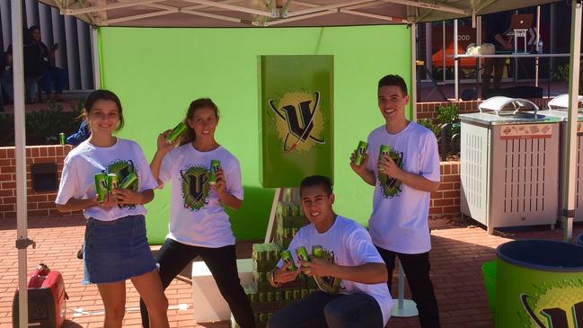 V energy drink promotions are common at university O-Weeks. Picture: Supplied