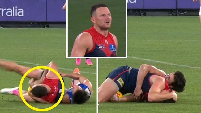 Steven May has been accused of staging. Photo: Fox Sports