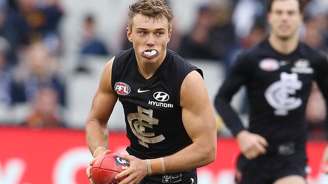 Patrick Cripps had 39 disposals and 19 clearances in Carlton’s victory. Picture: Michael Klein