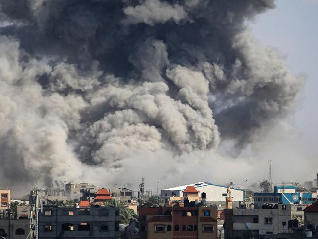 Smoke billows after Israeli bombardment in Rafah, in the southern Gaza Strip. Picture: AFP