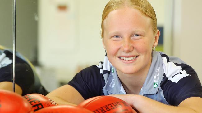 Geelong Falcon Chloe Adams is a draft hopeful. Picture: Alison Wynd