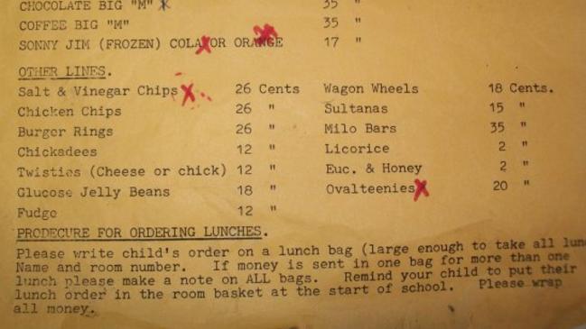 Lollies and chips were popular items on the menu. Picture: Supplied