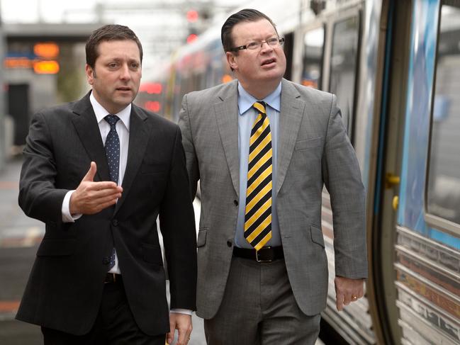 Opposition Leader Matthew Guy with Liberal MP Bernie Finn. Picture: Kylie Else