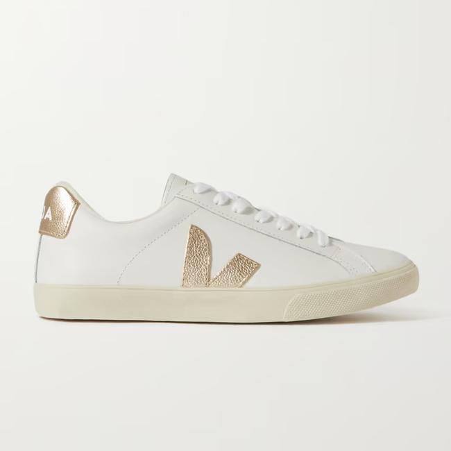 SHOP NOW: Esplar metallic-trimmed leather sneakers, $205 from Net-a-Porter