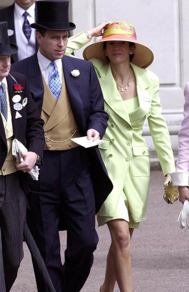 Prince Andrew and Ghislaine Maxwell at the Royal Ascot Races in 2000. Picture: Tim Graham Photo Library via Getty Images