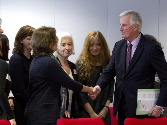 European Chief Negotiator for Brexit Michel Barnier meets with members of ‘The 3 Million', a group calling on the government to guarantee the rights of EU citizens in the UK post-Brexit. Picture: AP