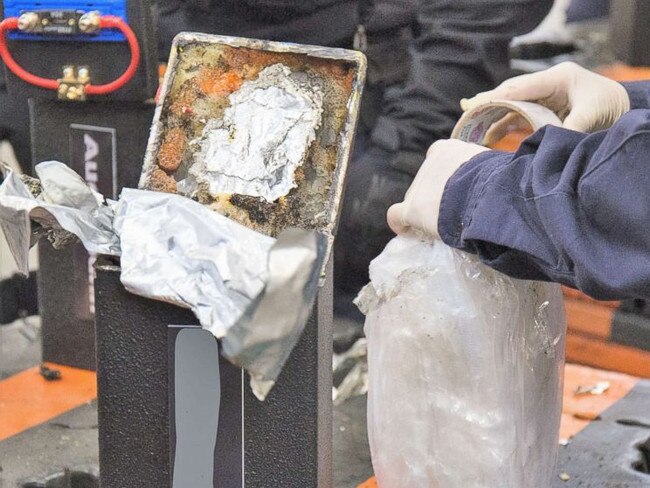 Customs and Border Protection agents discovered methamphetamine hidden in speakers at the Long Beach seaport in mid-January 2019 bound for Australia. Picture: US Customs and Border Protection