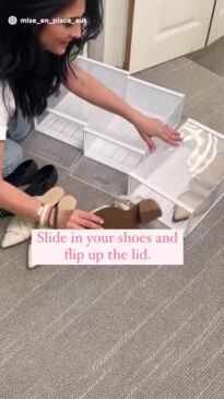 $7 Kmart solution to messy shoes in wardrobe