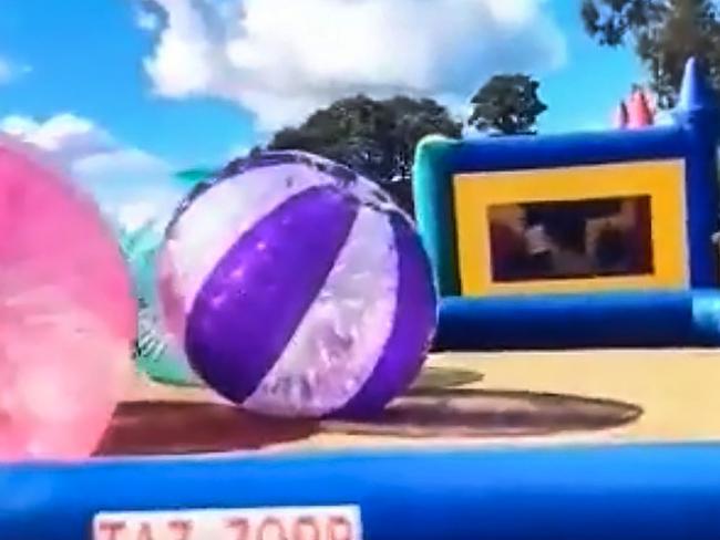 The jumping castle, captured moments before the tragedy, has been repaired.