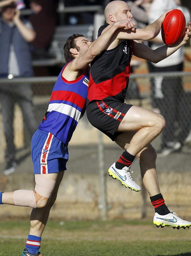 Matt Perri marks on Leitchville/Gunbower. Picture: Yuri Kouzmin. 