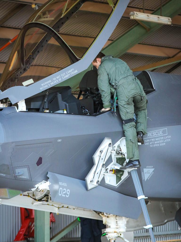 Australian Top Gun's prepare for a mission as one of RAAF's new additions , The F-35A Lightning 2 will be among 50 fighting planes involved in Exercise Arnhem Thunder 21 over the Top End . Picture Glenn Campbell