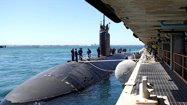 Nuclear-powered submarine USS Annapolis at Fleet Base West, HMAS Stirling, in Perth.