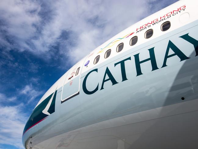 ZÃƒÂ¼rich, Switzerland. The nose section of an Cathay Pacific Airways Boeing 777 at Zurich International Airport. Cathay Pacific is a member of the Oneworld alliance. Hong Kong International Airport is the primary hub for Cathay Pacific Airways.Escape 23 March 2025Doc updatesPhoto - iStock