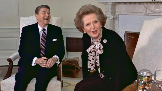 Ronald Reagan and Margaret Thatcher in 1985. Picture: AP