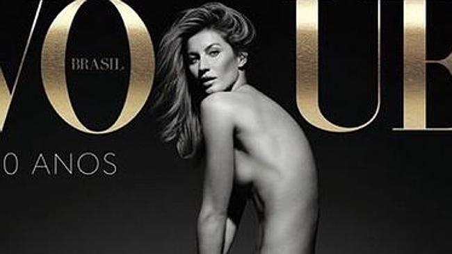 Gisele completely naked on Vogue cover