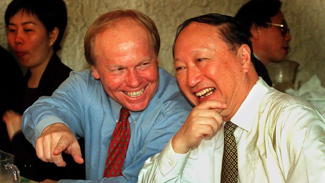 Premier Peter Beattie with the mayor of Shanghai at the Breakfast Creek Hotel in July, 1999.