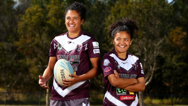 Chante Temara (right) with her Jillaroos sister Zahara. Picture: Adam Head