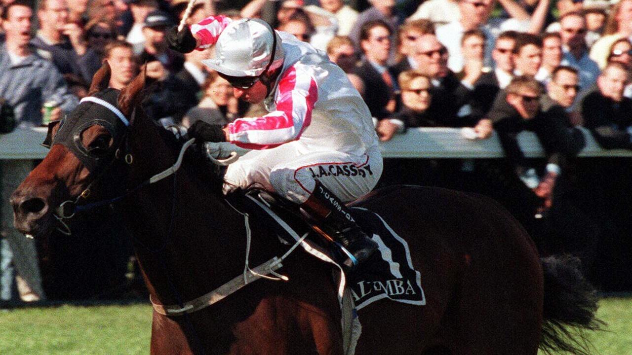 Racehorse Might & Power winning Race 7, Caulfield Stakes at Caulfield, jockey Jim Cassidy, 10/10/98. Turf A/CT