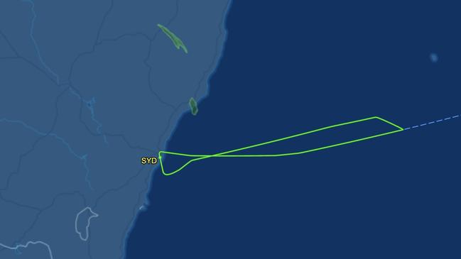 United Airlines flight UAL830 returned to Sydney soon after departing after reports of an emergency. Picture: FlightAware