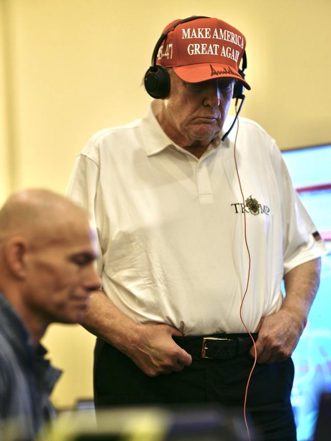 Donald Trump watching the attacks he ordered on Yemen. Picture: X/WhiteHouse