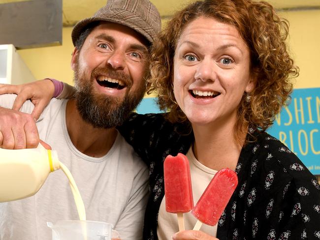 LOCAL HERO. Sunshine Ice Blocks at Bull Creek. Brendan Lineage with his wife Courtney Stephen making their all natural ice creams in their production kitchen on their Bull Creek property. Pic: Tricia Watkinson