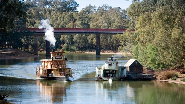 The PS Emmylou paddlesteamer on the Murray River is one of Echuca’s biggest drawcards.