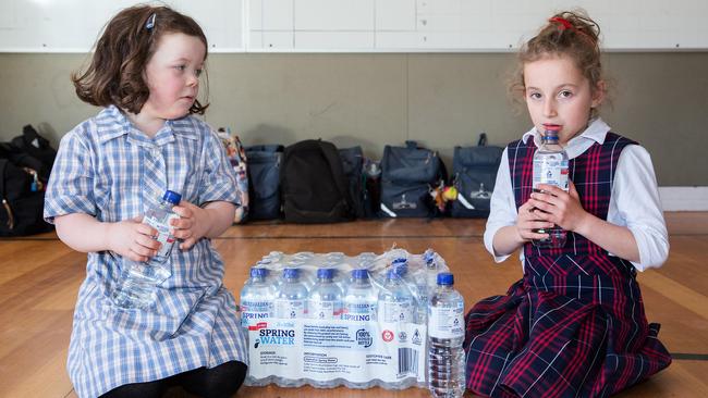 Teachers had to ship in bottled water for before and after-school care because there was no water supplied to the building. Picture: Sarah Matray