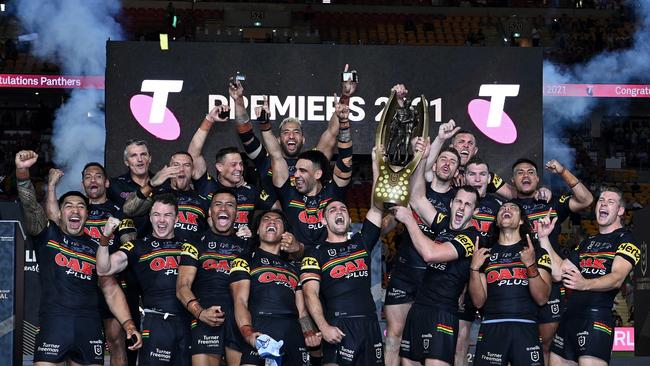 Only seven players from their 2021 grand final-winning team (pictured) will be at the club when they kick-off 2025 in Las Vegas. Picture: Getty Images