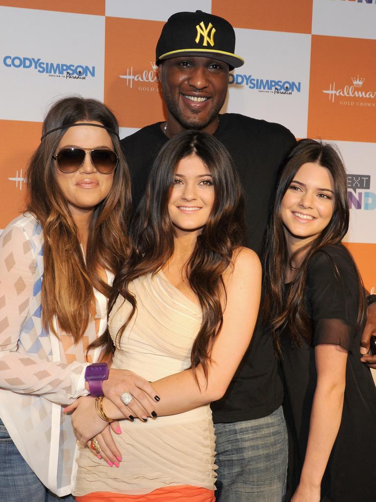 Khloe Kardashian, Lamar Odom, Kylie Jenner and Kendall Jenner attend Cody Simpson’s album preview party on May 19, 2012 in Santa Monica. Picture: Getty