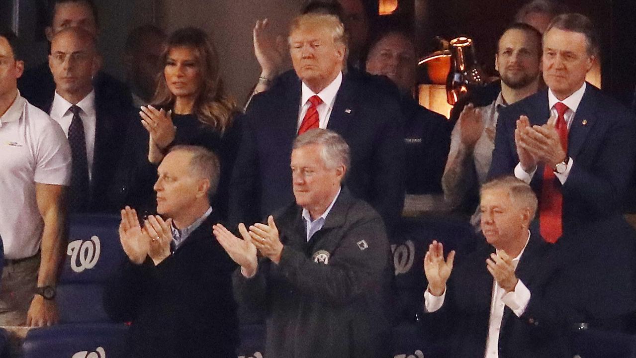 But the smile did eventually fall away. Picture: Win McNamee/Getty Images/AFP