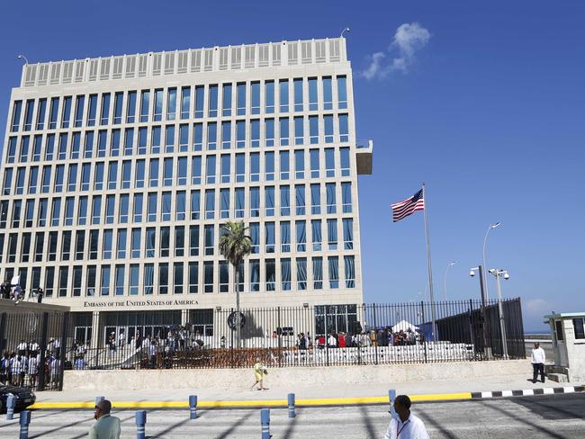 The US flag flies at the US embassy in Havana, Cuba. Picture: Desmond Boylan