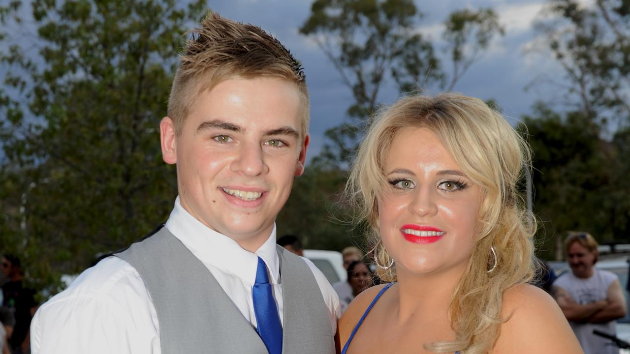 Kirraly Blakeman and Johnny Walsh arrive at the 2014 OLSH Sadadeen School Formal...Picture: PHIL WILLIAMS