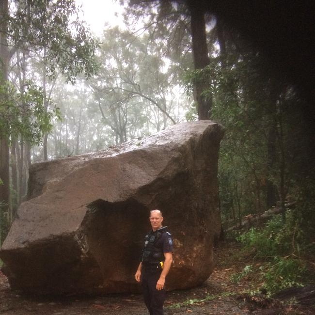 There was a landslide on Tamborine Mountain Road at Mount Tamborine on Tuesday morning. Picture: QLD Police