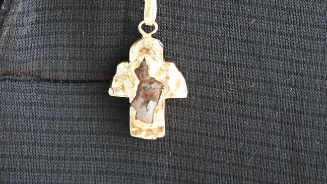 Glenn had the shrapnel pulled from him made into a pendant. Picture Glenn Hampson