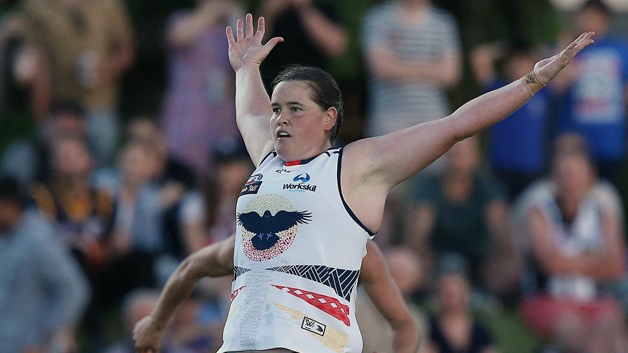 AFLW match - Dogs v Crows Sarah Perkins after Perkins kicked a goal in the second term  Picture:Wayne Ludbey