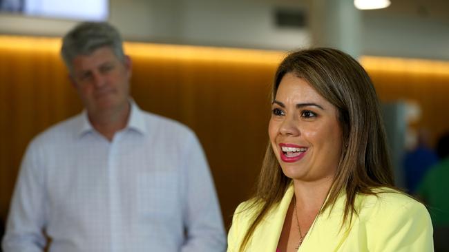 Patricia O'Callaghan speaking to the media. Picture: David Clark