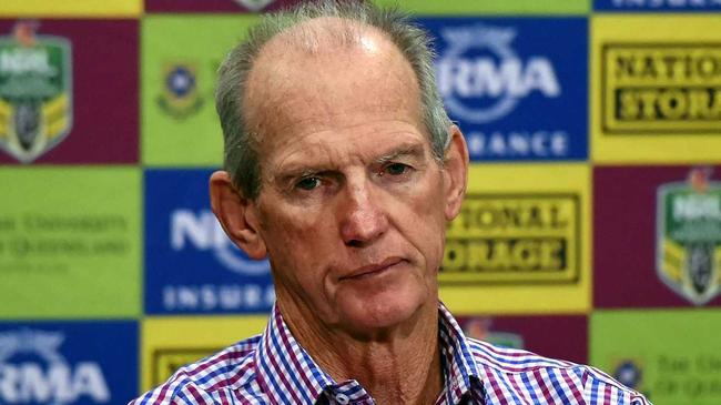 Brisbane Broncos coach Wayne Bennett during a press conference. Picture: DAN PELED