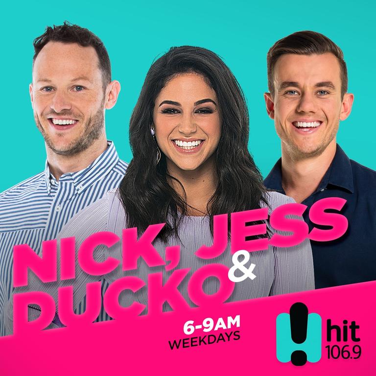 Nick Gill (far left) is part of the Hit FM breakfast team in Newcastle.