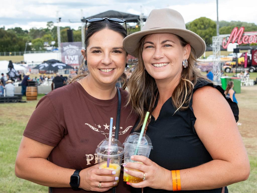 Jess Shyhun (left) and Megan Shyhun. Meatstock - Music, Barbecue and Camping Festival at Toowoomba Showgrounds.Friday March 8, 2024 Picture: Bev Lacey